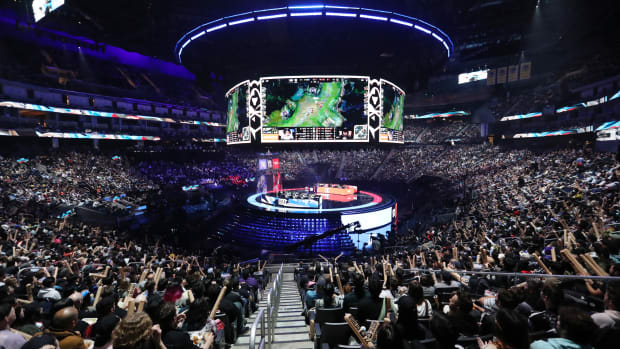 SAN FRANCISCO, CALIFORNIA - NOVEMBER 05: A general view inside Chase Center during the League of Legends World Championship Finals between T1 and DRX on November 05, 2022 in San Francisco, California.