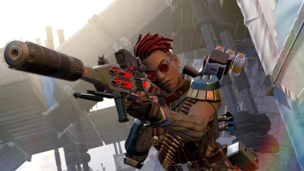 Apex Legends character Bangalore with sniper rifle