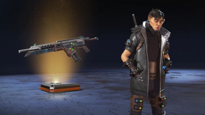 Crypto's Cloud Strife skin and Buster Sword R-301 in the Apex Legends x Final Fantasy VII Rebirth Crossover Event.