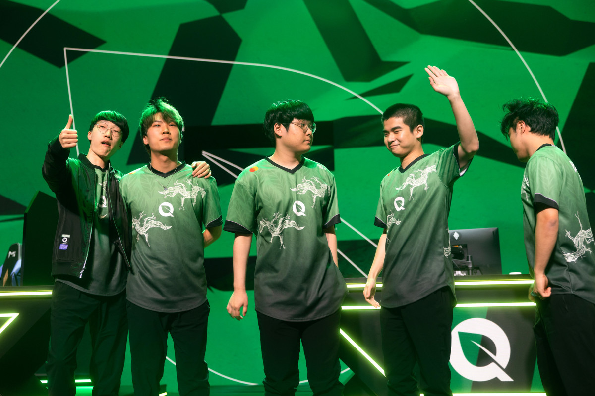 FlyQuest waves onstage after competing during week 3 of the 2023 LCS Spring Split at the Riot Games Arena on February 10, 2023. (Photo by Robert Paul/Riot Games)