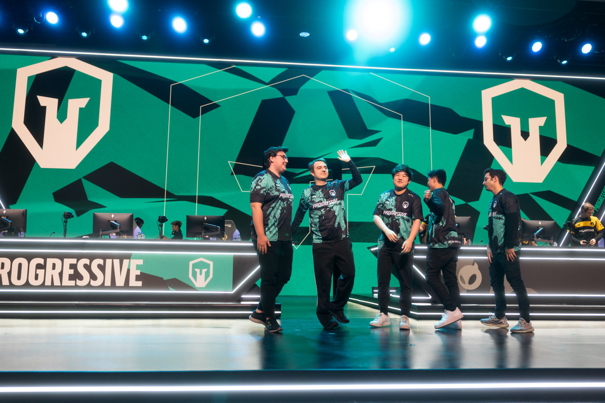 Immortals Progressive wave onstage after competing during week 3 of the 2023 LCS Spring Split at the Riot Games Arena on February 9, 2023. (Photo by Robert Paul/Riot Games)