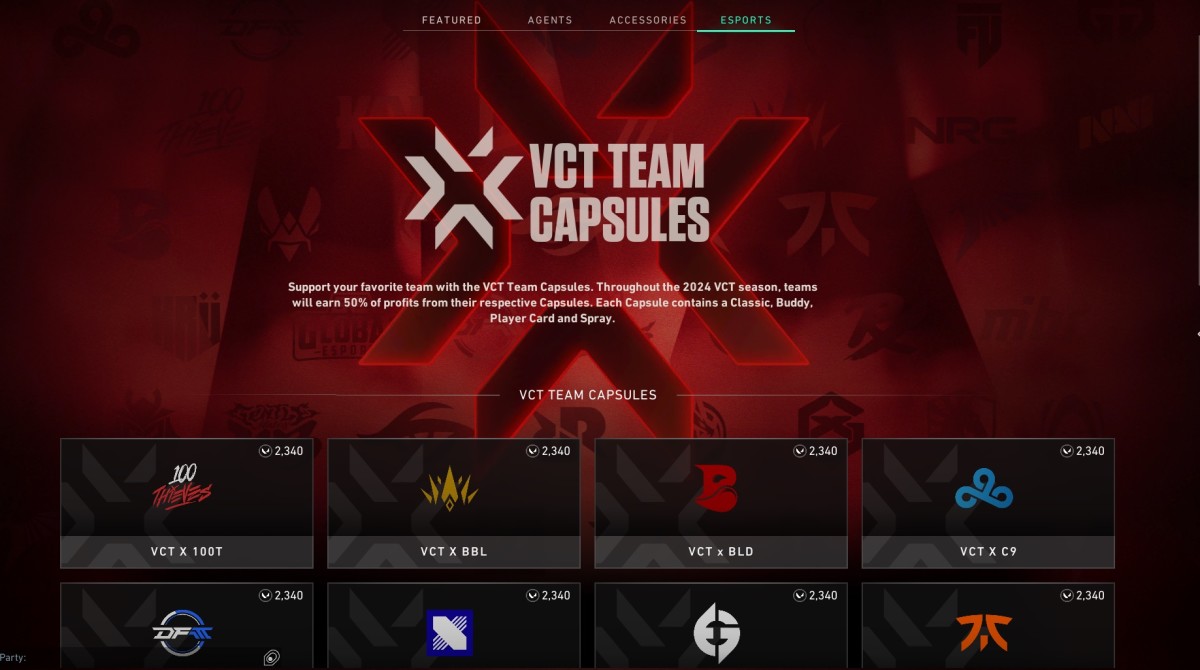 2024 VCT Team Capsules are available for VCT season. Source: Riot Games