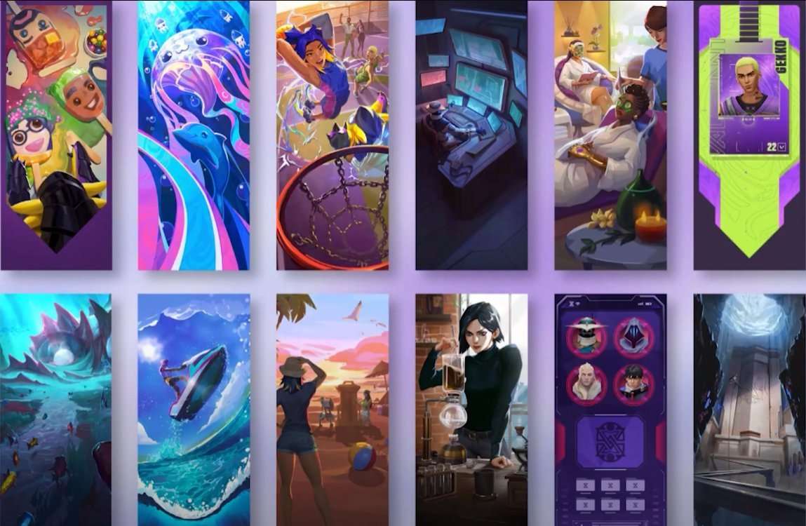 Some upbeat player cards from Episode 8 Act II. Source: Riot Games and @ValorantUpdated on Twitter.com