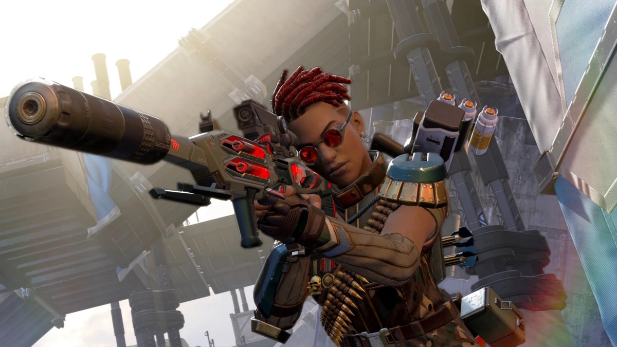 Apex Legends character Bangalore with sniper rifle
