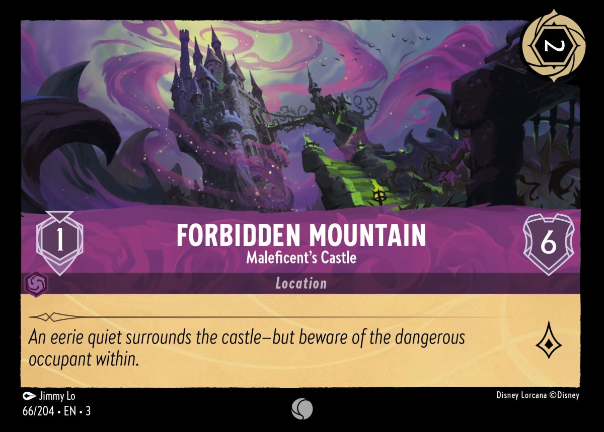 Forbidden Mountan location card in Disney Lorcana